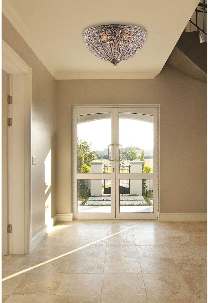 Review Discount Elk Elizabethan 6-Light Flush-Mount Ceiling Fixture, Dark Bronze