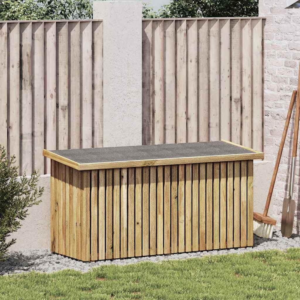 Schowek ogrodowy z naturalnego brązu, 119 x 44 x 58,5 cm, zewnętrzna skrzynia z drewna sosnowego na poduszki i narzędzia, patio