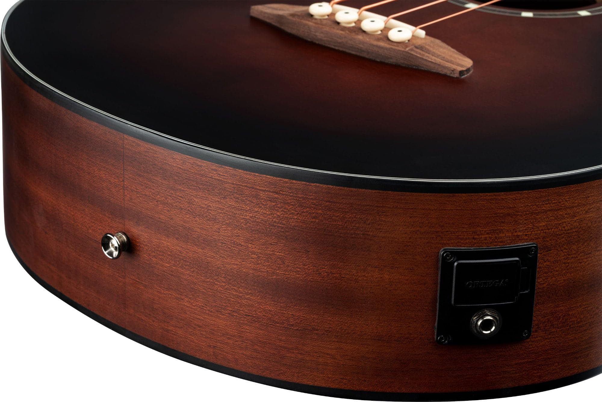 Ortega Guitars Deep Series E-Akustik Bass 4-Saitig - Fichte Braun | integrierter Preamp, Fichtendecke & Mahagoni-Korpus, Satin-Bourbon-Burst-Finish, mit Cutaway, D7CE-BFT-4