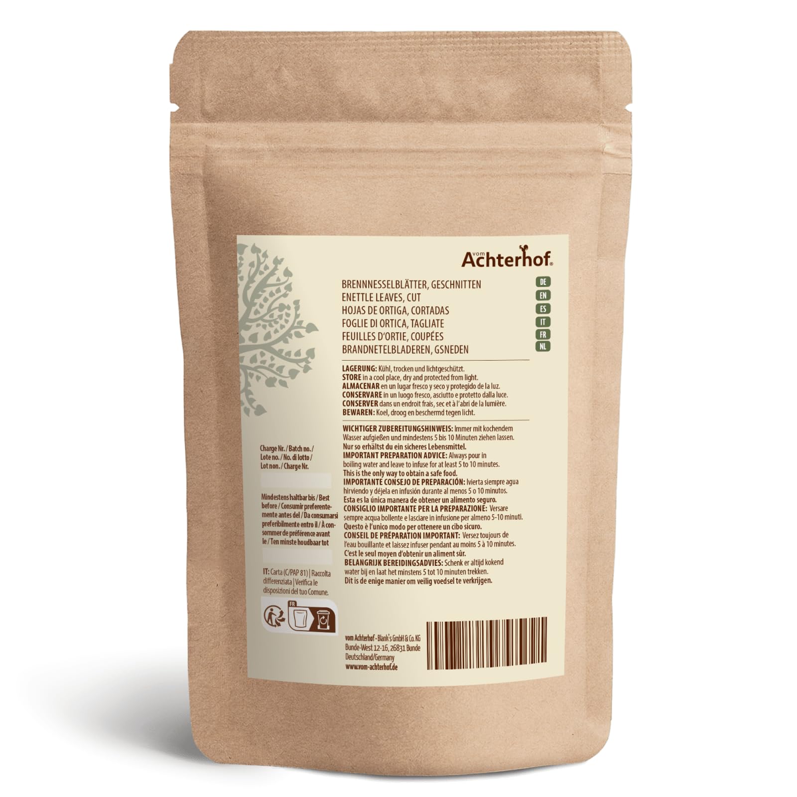 Feuilles D'Ortie Coupées 500g – Thé Bio & Naturel – Infusion De Plantes Séchées En Douceur