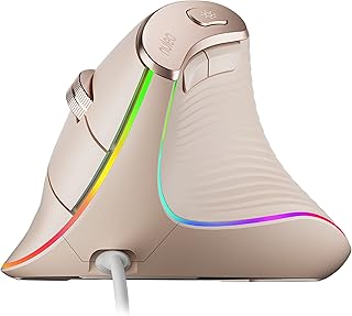 Nulea Wired Vertical Mouse, USB Ergonomic Optical Mouse with 4 Adjustable DPI, 11 RGB Backlight Modes, Compatible for Laptop, PC, Desktop, Mac, Pink