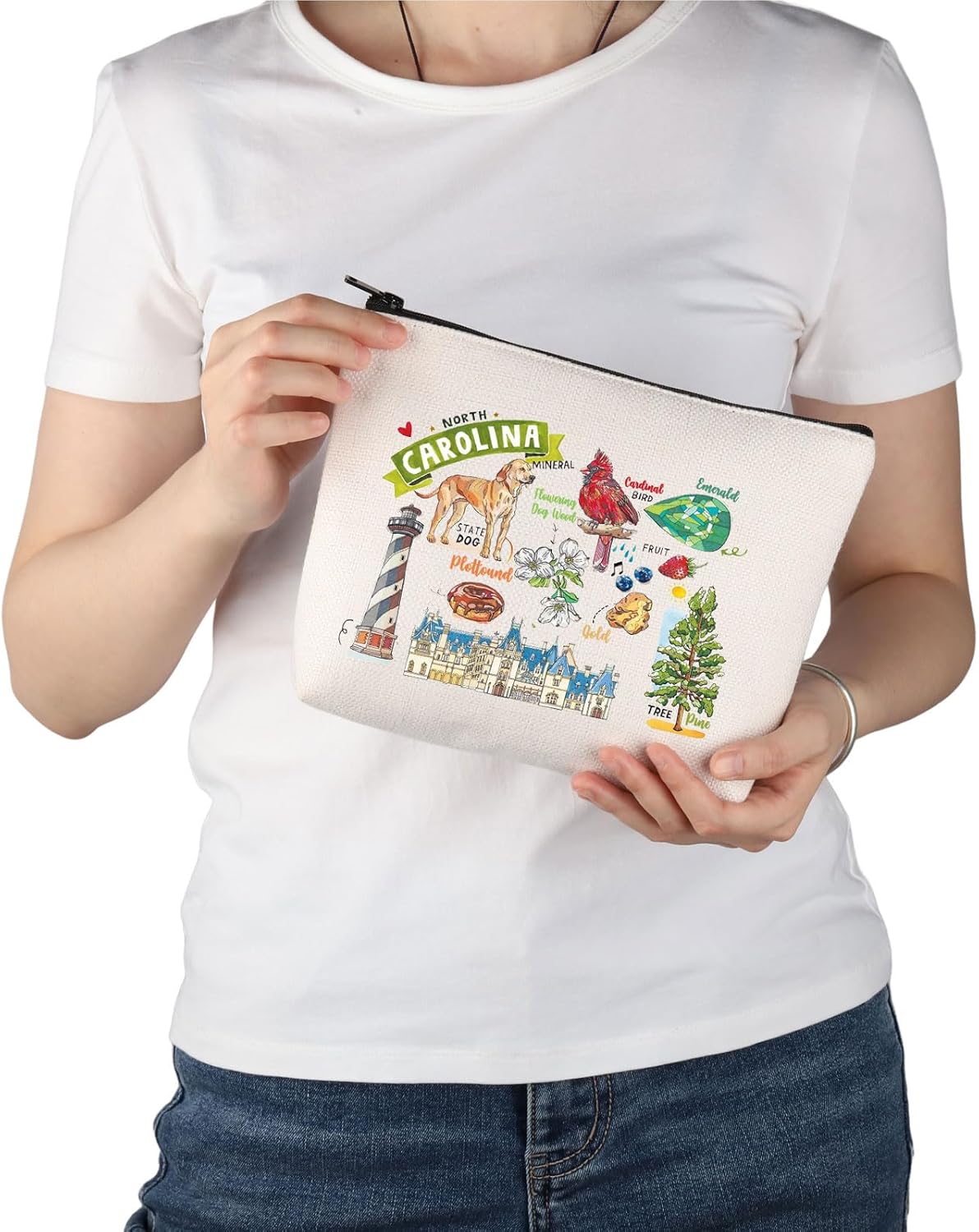 PWHAOO North Carolina State Souvenirs Gift North Carolina Makeup Bag North Carolina Home Cosmetic Bag North Carolina Tourism Gift (North Carolina M) - Image 6