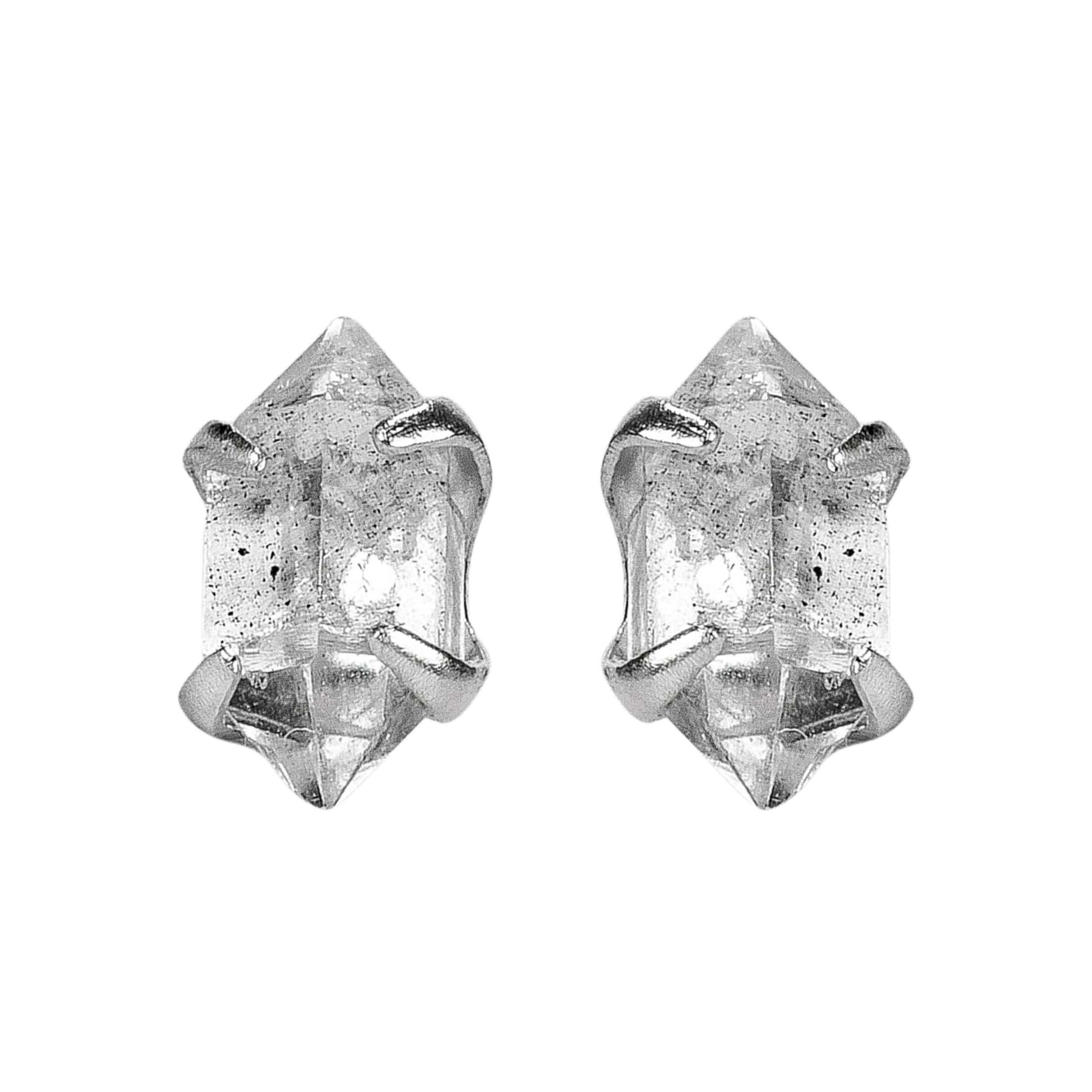 Melanie Golden JewelryVery Tiny Raw Herkimer Diamond Stud Earrings in Sterling Silver | Minimalist Fashion for Women and Girls