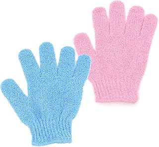 2Pcs Exfoliating Gloves in Blue&Pink, Exfoliating Shower Gloves for Body, Bathing Accessories Body Exfoliating Mitt, Bath Gloves to Remove Dead Skin, Scrub Gloves Exfoliating for Massage, Spa, Shower