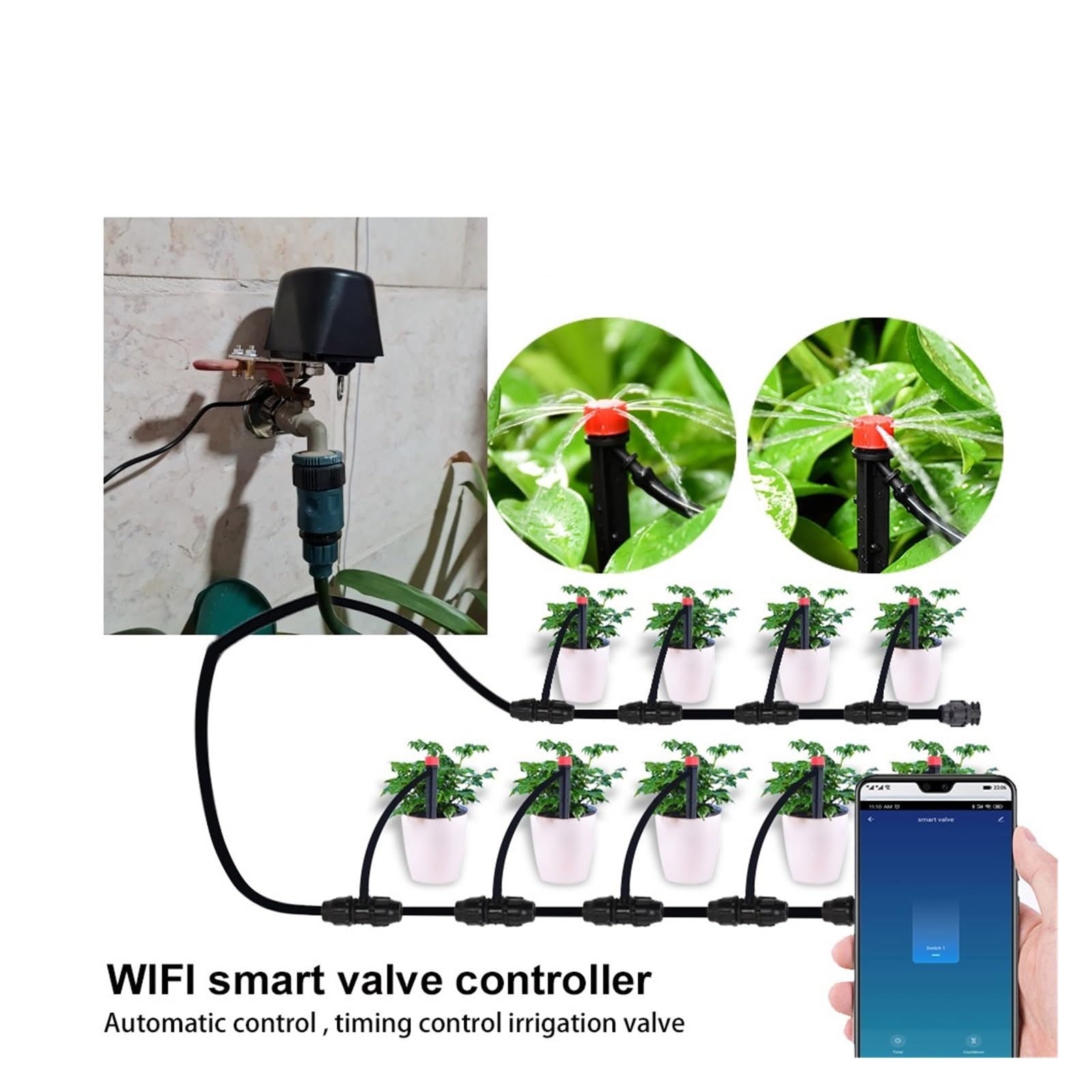 Zawór Wodny WiFi System Nawadniania Ogrodu Inteligentny Kontroler Kranu Zegar Sterowanie Głosem Zaworu Gazowego(S ZigBee Version)