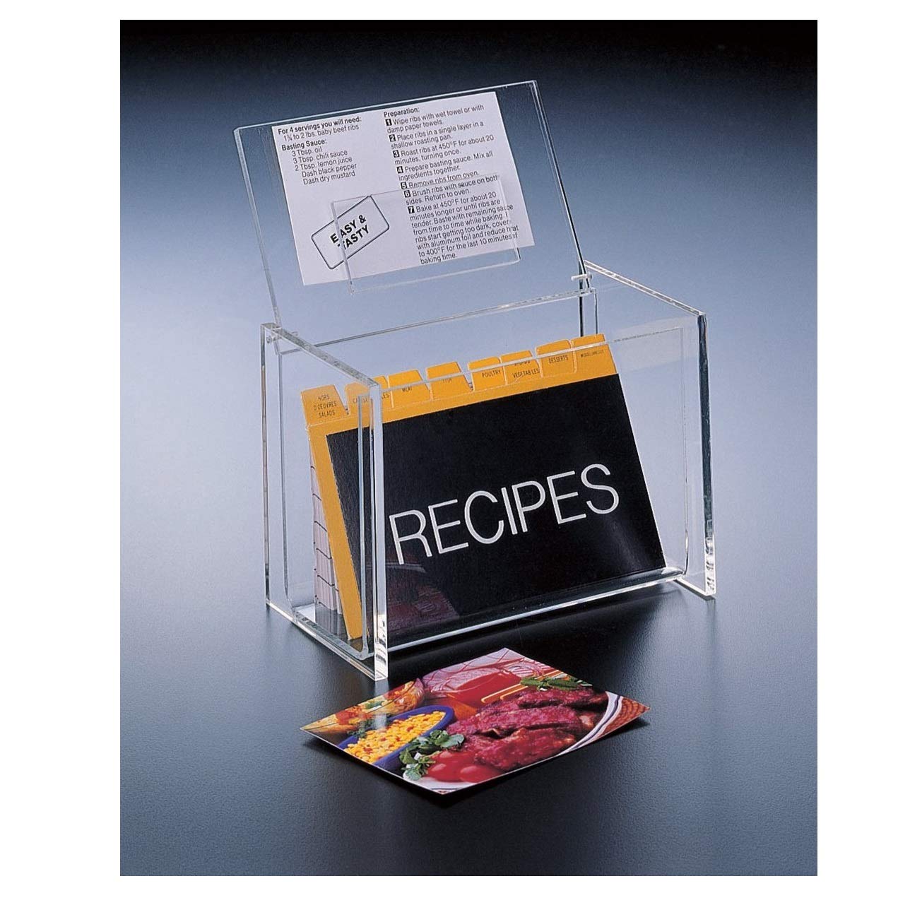 Recipe Box Lid Display 4 x 6 Cards (W/Cards) Acrylic by Acrylichomedesign