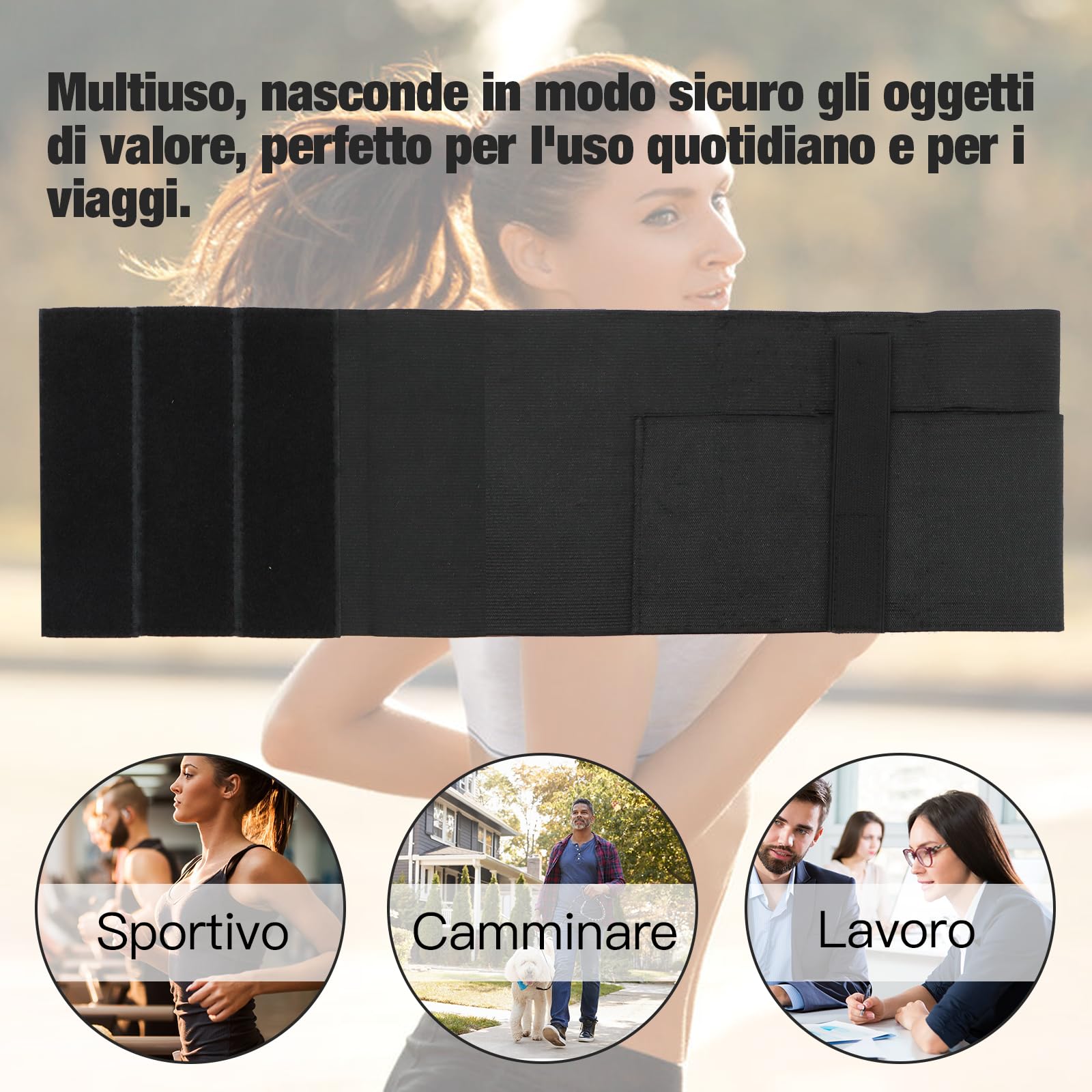 Elastica Fondina Fascia Addominale in Neoprene, Porta Pistola Nascosta con Tasca, Multiuso Mini Borsa da Bucato