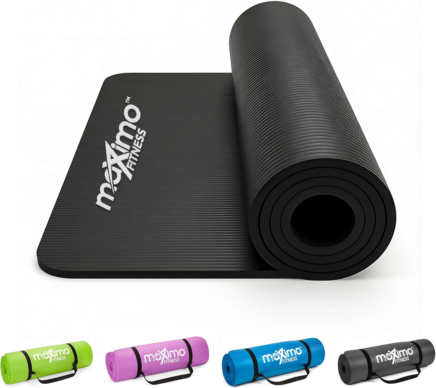 Maximo Fitness Yoga Mat - Multipurpose Exercise Mat for Men, Women and Kids, Ideal Non Slip Workout Mats for Yoga, Pilates, Gym Exercise with Carrying Strap