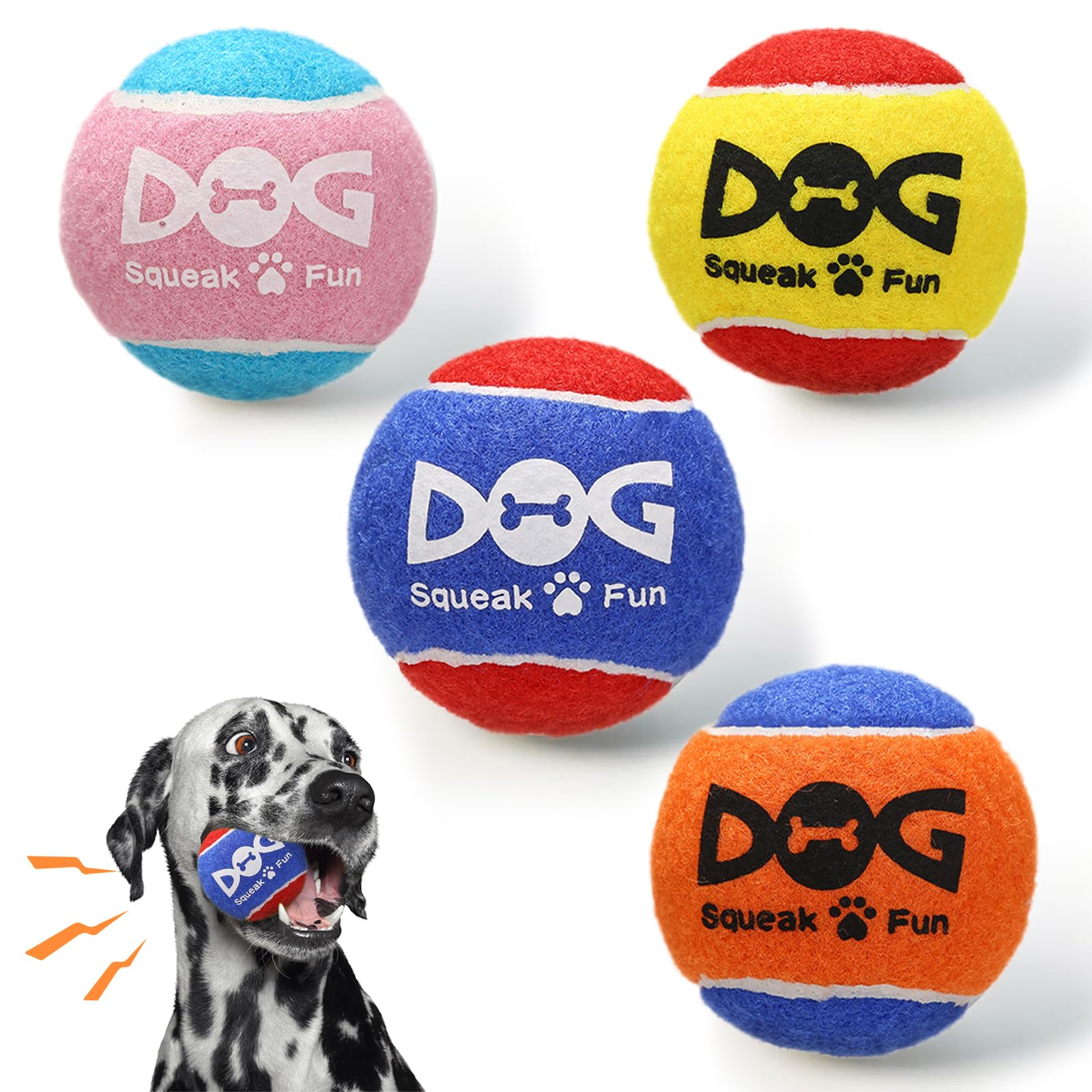 INSUM Squeaky Balls for Dogs, Squeaky Dog Toys Balls for Fetch, Funny Puppy Chew Toys, Built-in Squeaker, Idea for Doggie Birthday Gift, Small - 4