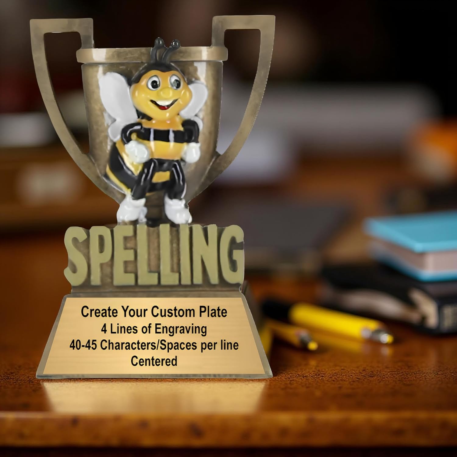 Decade Awards Personalized Spelling Trophy - Engraved Academic Spelling Bee Award for Student Achievers - Celebrate Scholastic Success with Fun Colorful Prize - Customize Now (6 Inch)