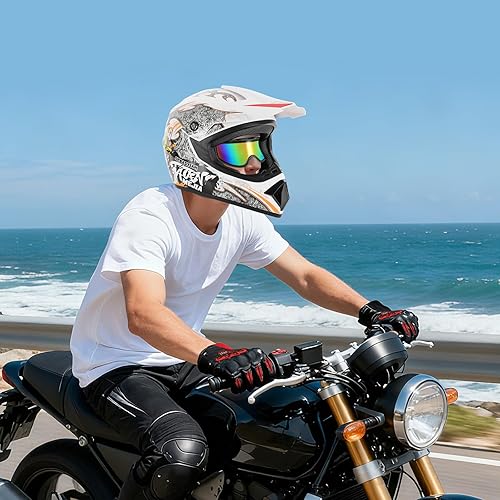 Miniatura 7 de Casco de cara completa para motocicleta, motocross, ATV, UTV, casco de carreras de MTB con guantes y gafas, cascos ligeros DOT para jóvenes y niños