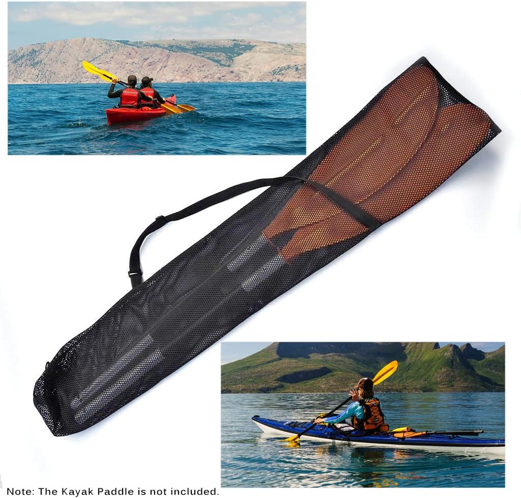 Lixada Drawstring Mesh Kayak Paddle Bag 50-Inch Split Shaft Canoe Paddles Cover Storage Transport Mesh Bag Nets Storage Carry Multiple Paddles for Vertical Paddleboard Surfing