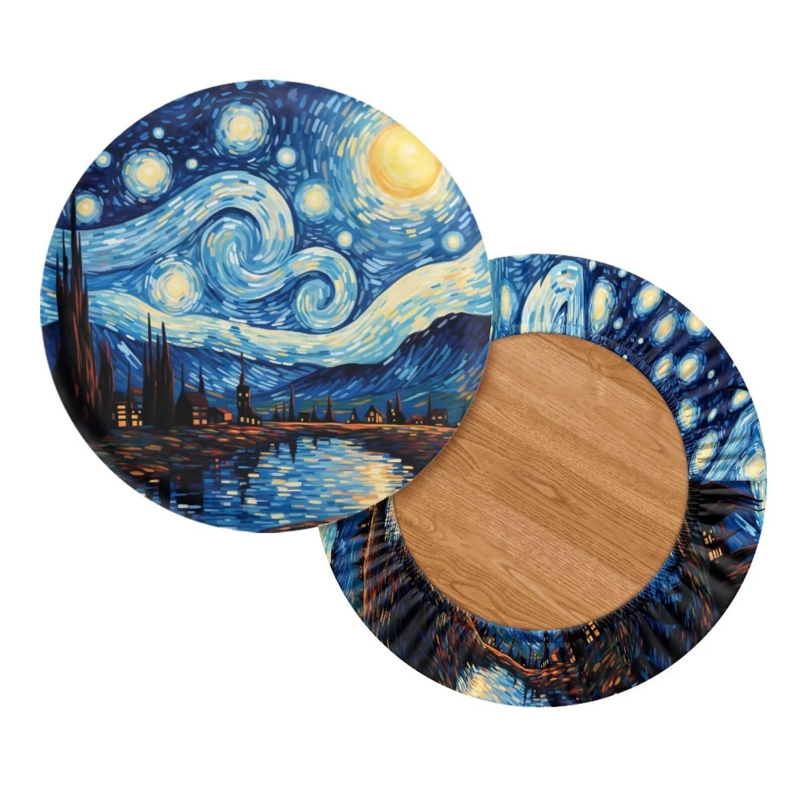 Bivxisrvo Van Gogh Starry Night Stool Covers Round Dustproof Round Bar Stool Covers with Elastic Band Washable Round Stool Cushion Cover for Home Bar Office,14