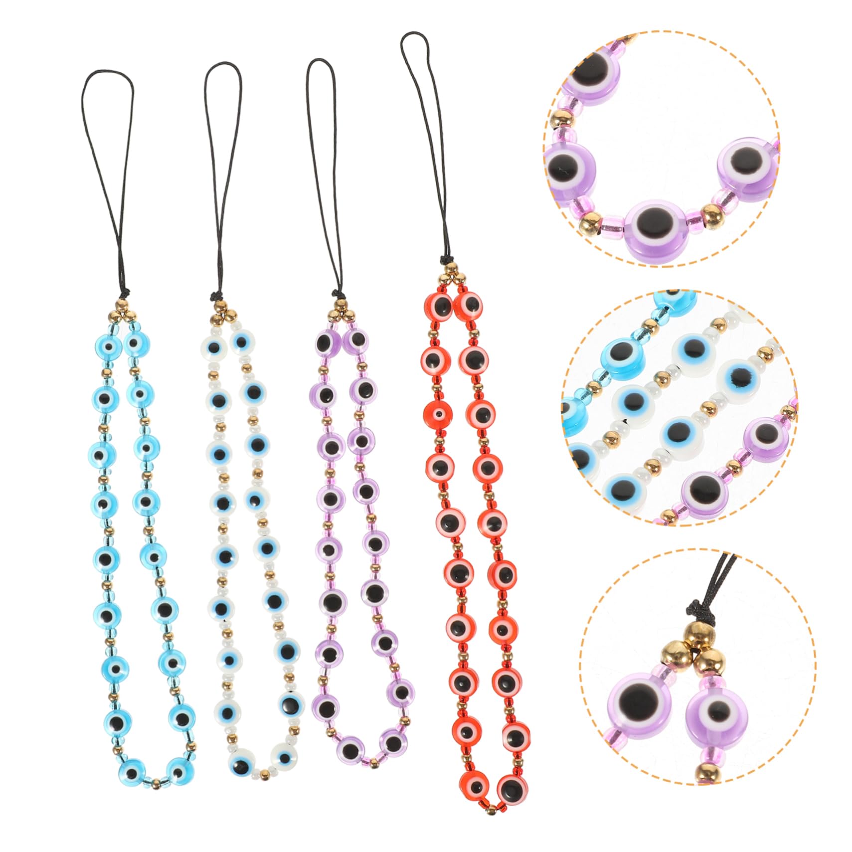 DOITOOL Teufelsauge Perlen Handy Lanyard Handykette Handyanhänger Reize Lanyard-handgelenk Handy Kettenhalter Telefon Lanyard Handgelenk Handgelenkstütze Ring Harz