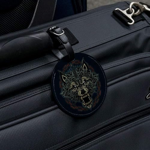 Miniatura 5 de Fenrir Wolf in Chains Mitología nórdica redonda de cuero para equipaje