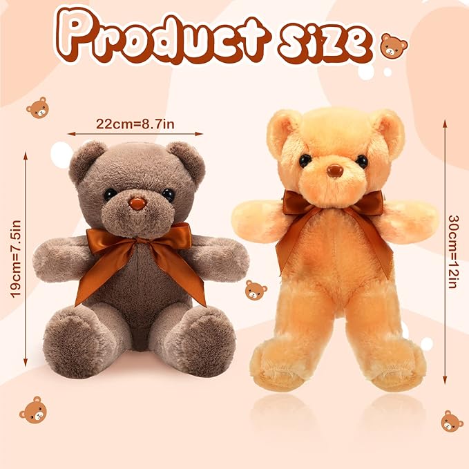 18 osos de peluche suaves rellenos de 30 cm para fiestas y regalos HyDren miniatura 2