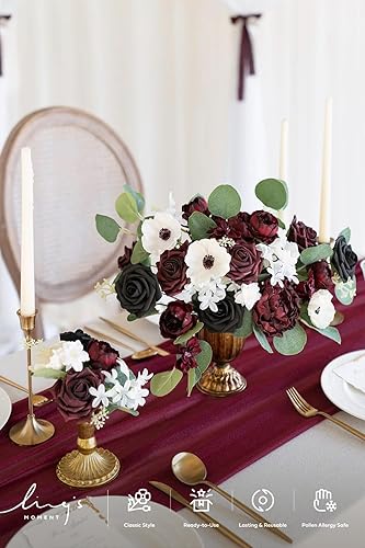 Miniatura 53 de Ling's moment - Juego de flores artificiales para manualidades, ramos de boda, centros de mesa, arreglos de novia, fiestas y decoración del hogar