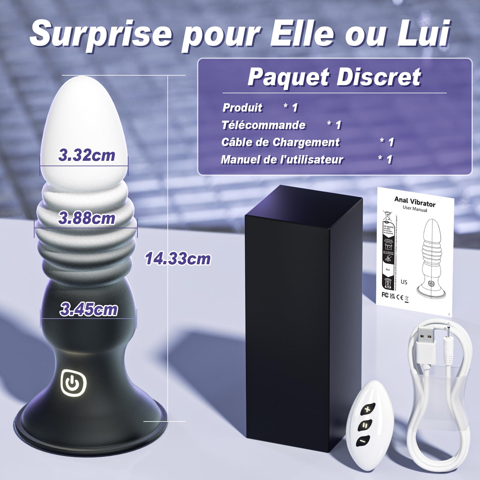 Sex Toys Plug Anal Vibromasseur - Sex Toýs Homme Stimulateur Prostate Plugs Anals Femme Débutante Gode avec 7 Vibration 7 Poussée, Plug Anus Vibrant Gay Sextoyse Couple Plaisir avec Telecommande APP