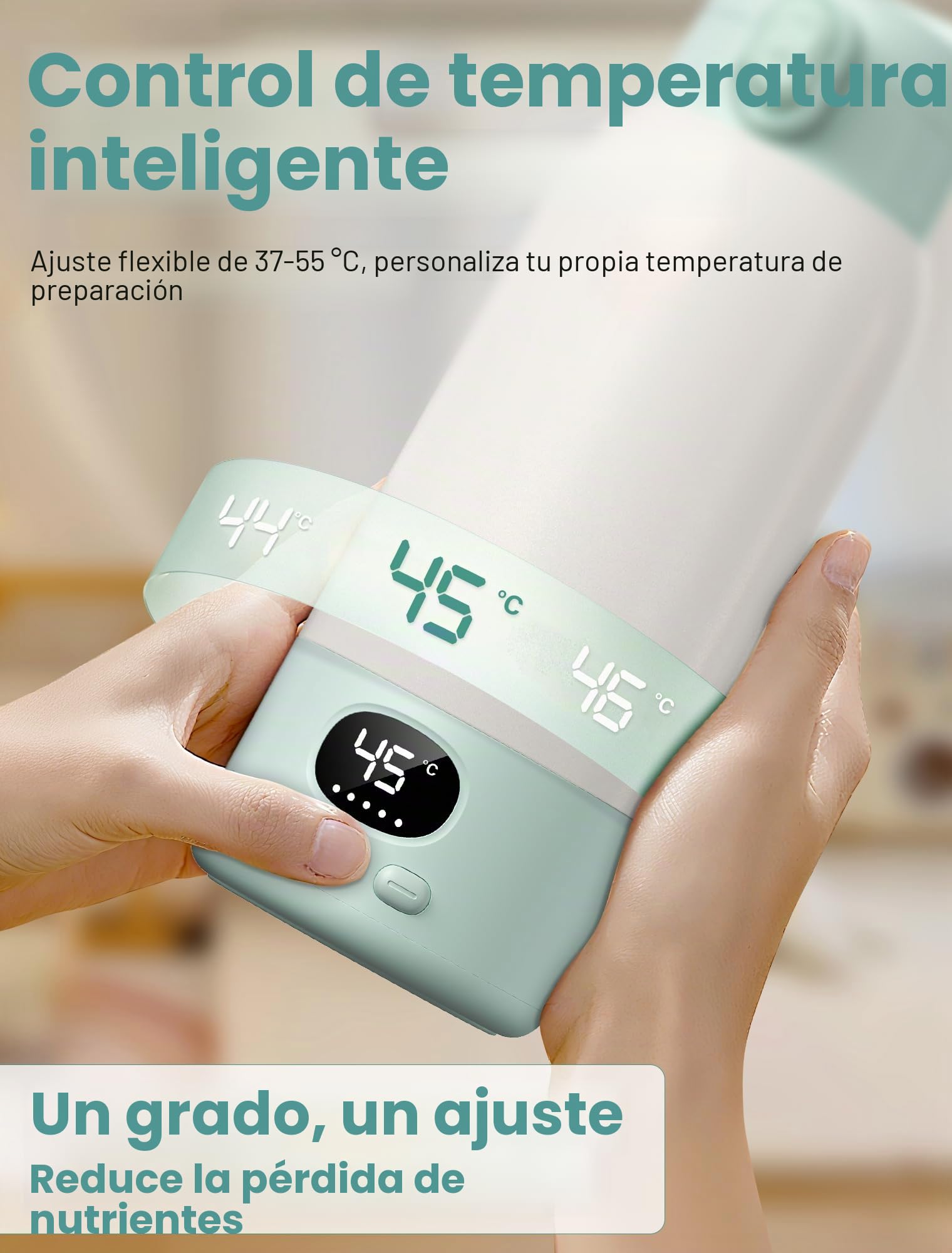 500mL Calienta Biberones Portátil, Calentador de Biberones Portatil， Calentador de Biberones Recargable USB, Batería 10400mAh Carga, Control Preciso, para Coche, Viajes