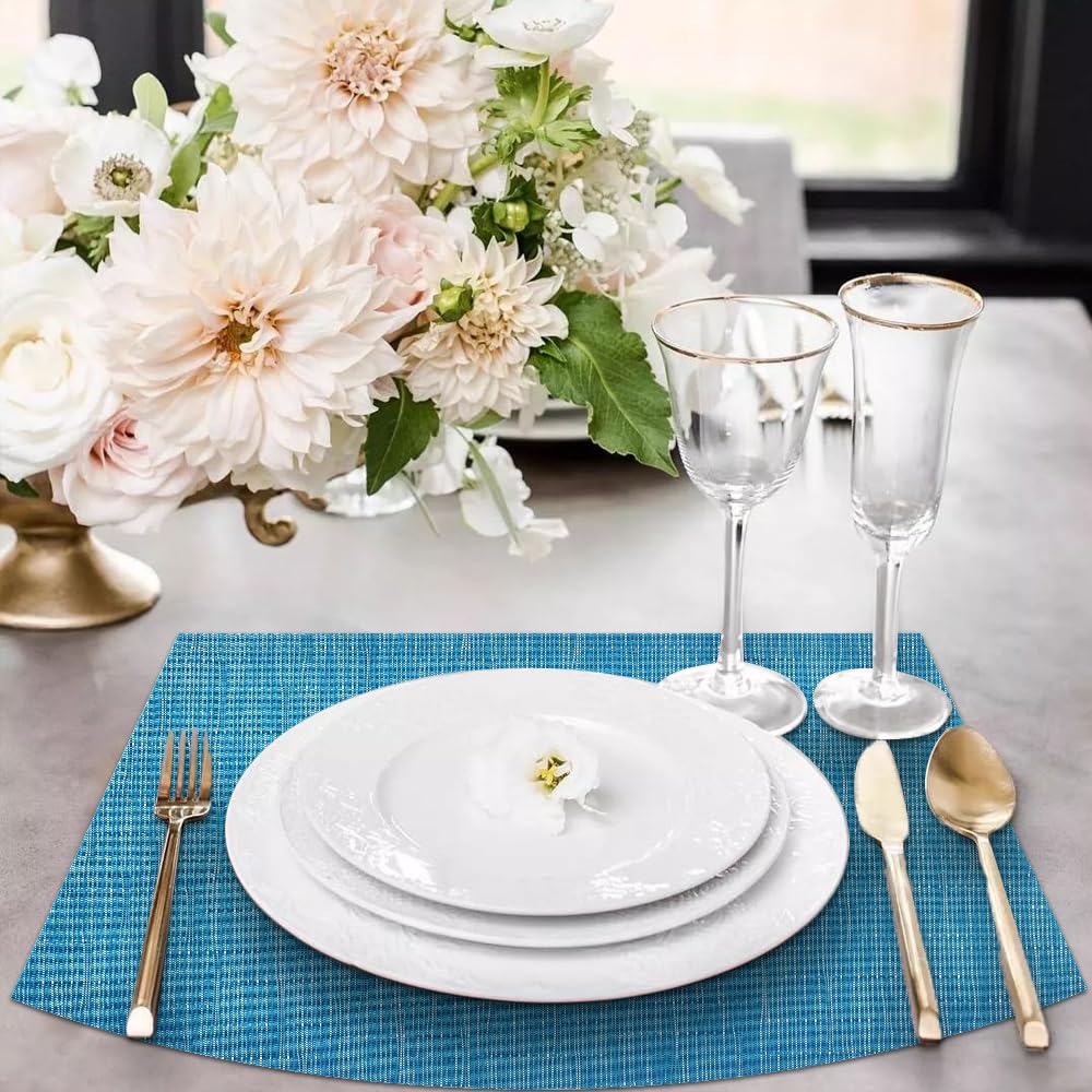 Lot de 4 sets de table en PVC - Lavables - Pour table ronde - Noir