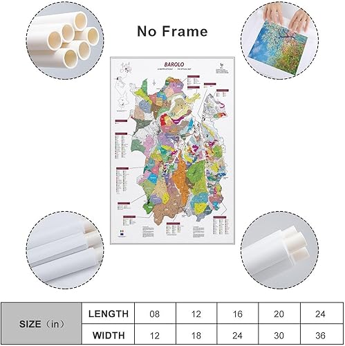 Miniatura 2 de Barolo - Póster de mapa de viñedo, mapa del vino, mapa de la región del vino, decoración de pintura, póster de arte de vacaciones, póster de lienzo