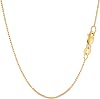 Jewelry Affairs 14k Yellow Solid Gold Mirror Box Chain Necklace, 1mm