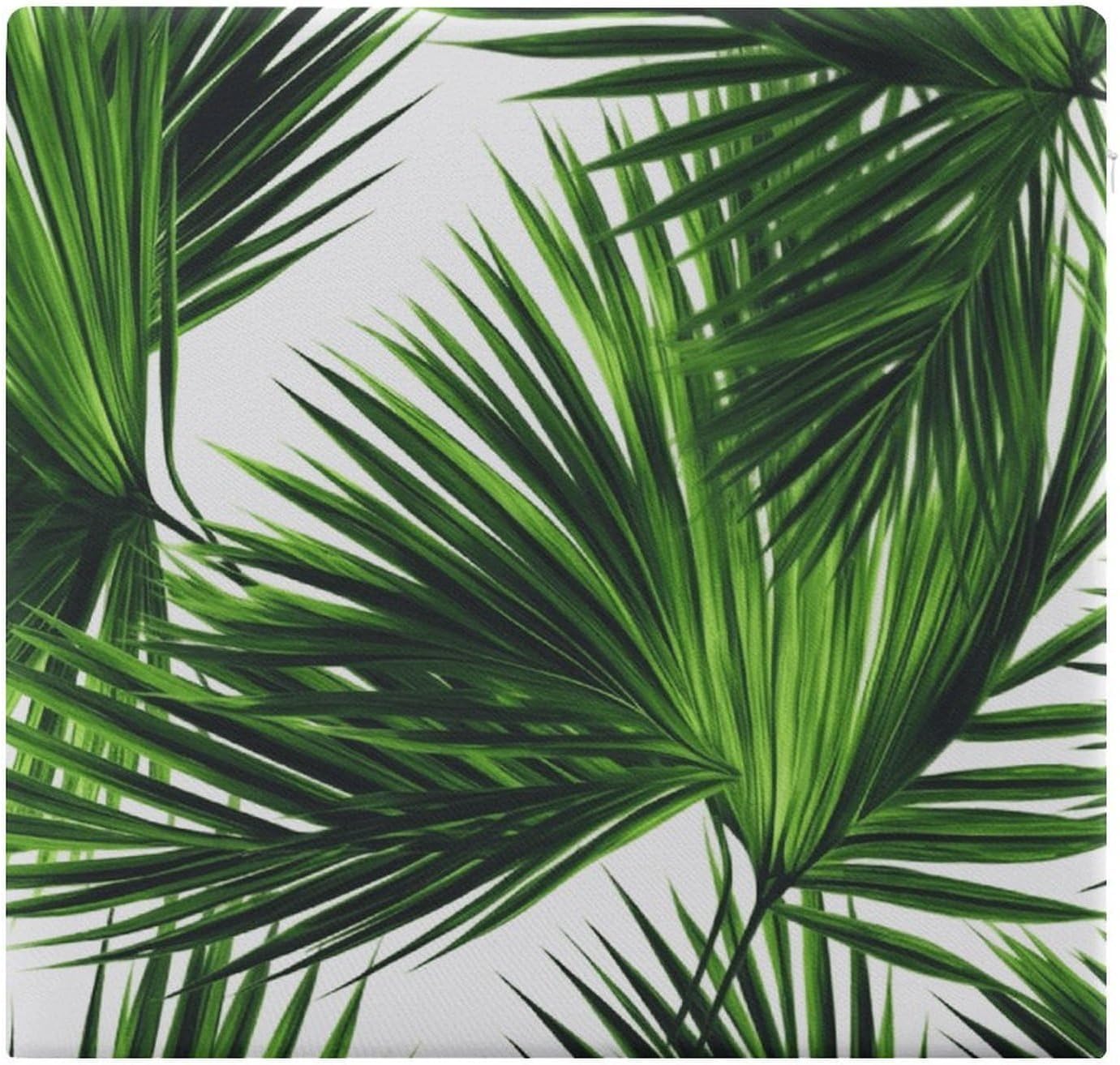 Palm Tree Green Leaves Chair Cushion Floor Pillow Stool Cushion | Cushions with Removable Cover with Square Memory for for Chair Living Room Balcony Office Sofa,13.8*15*1.2 Inch