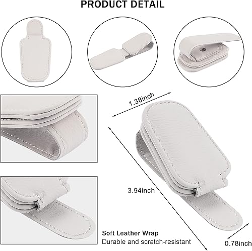 Miniatura 6 de Jimtyee 2 Pack Sunglass Holder for CarMagnetic Leather Eyeglass Hanger Clip for Car Sun VisorCar Sunglass Holder Organizer Car Visor Accessories