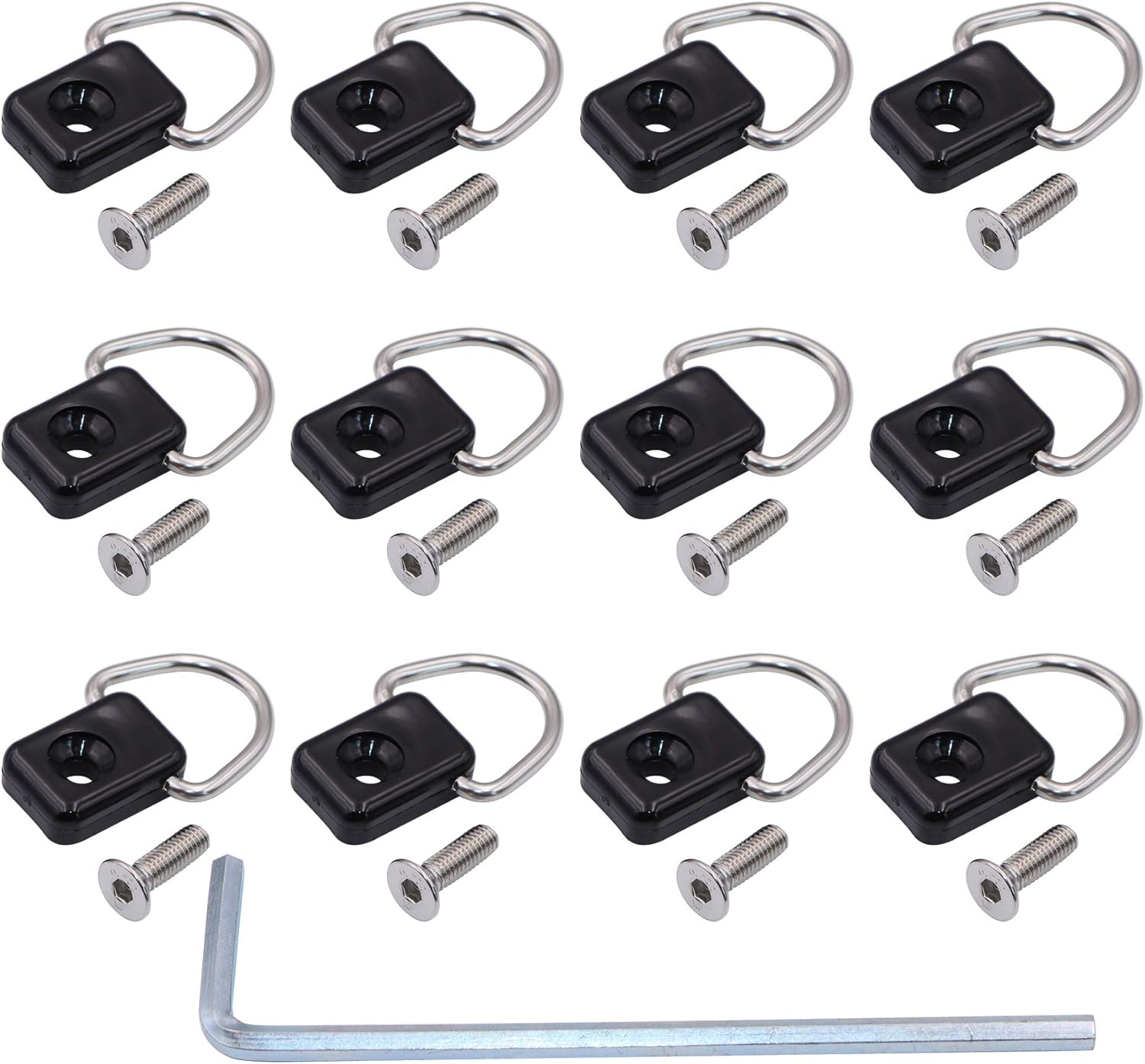 METER STAR 12 Pack of Fishing Rigging D-Ring Kayak with 304 M6 Screw Kit for Boat Canoe Kayak,Give Free Install Tools (Square) : Sports & Outdoors