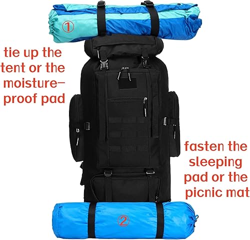Miniatura 8 de Goaste Mochila táctica militar Molle de 100 L, mochila táctica militar impermeable, mochila de viaje grande, bolsa deportiva de supervivencia