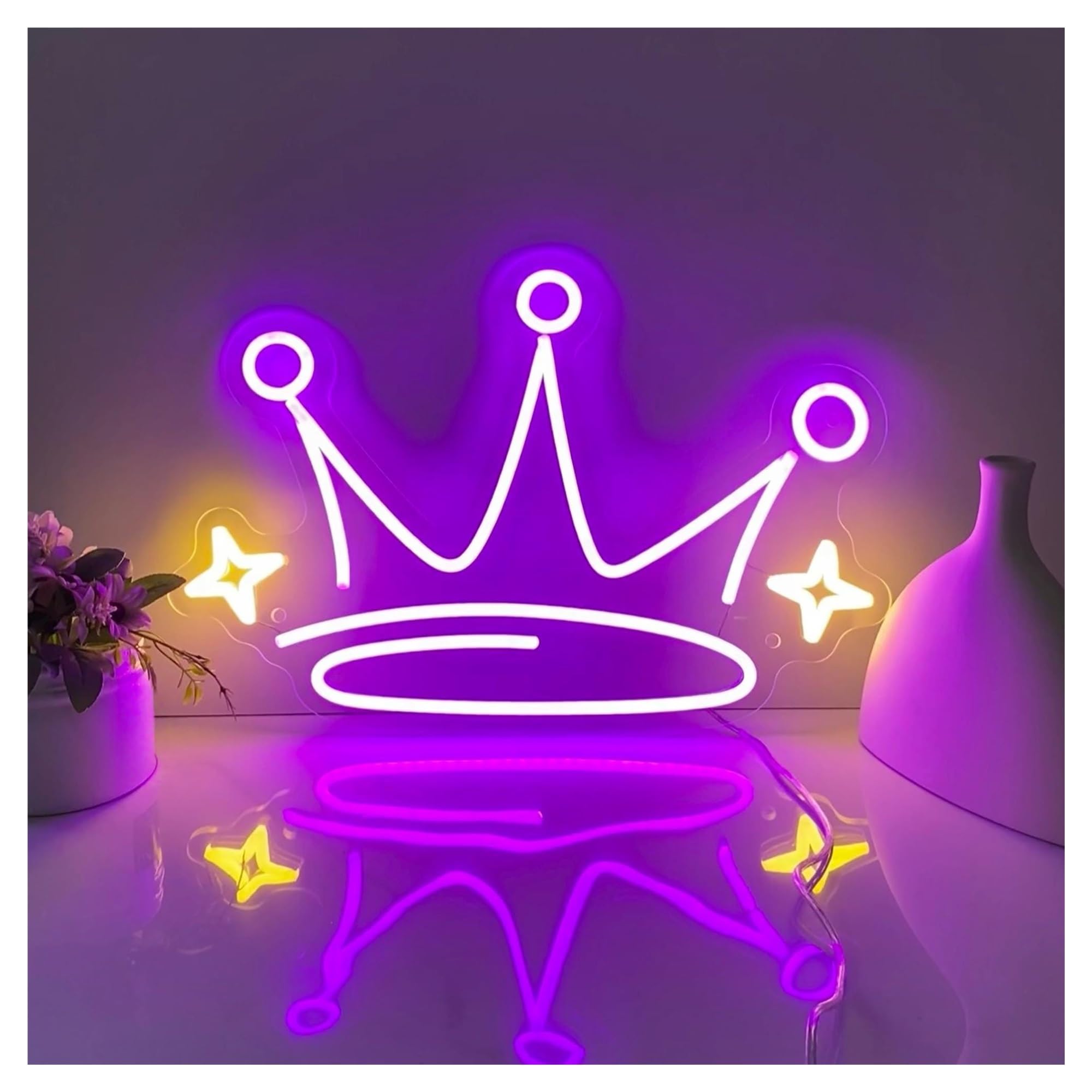 RONGCH Hanging Art Signs Crown Neon Sign,Suitable for Children's Room Wall Decor with Dimmable 31cmx45cm(A)
