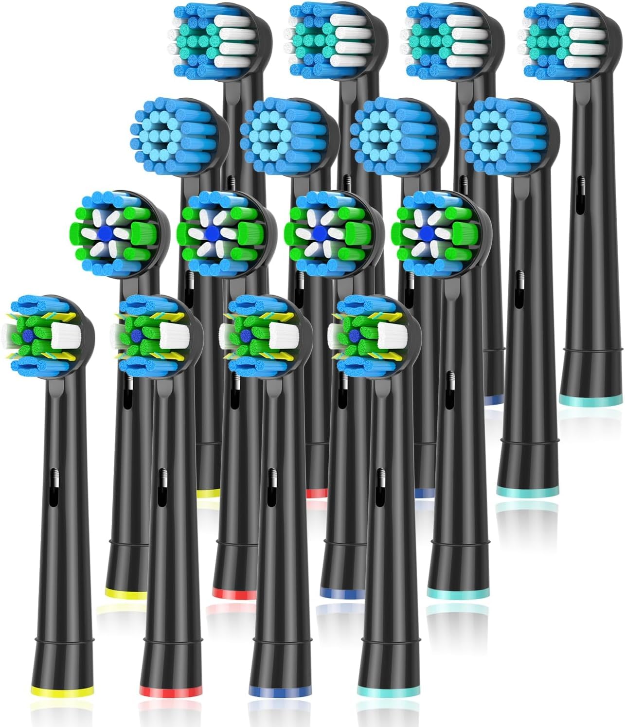 Qitizu Recambios Cepillos Compatible con Braun Oral B Eléctricos Cepillo de Dientes, Cabezales de Repuesto-incluir Precision, Floss, Cross, Sensitive (16 Negro) ClimeCo Certified