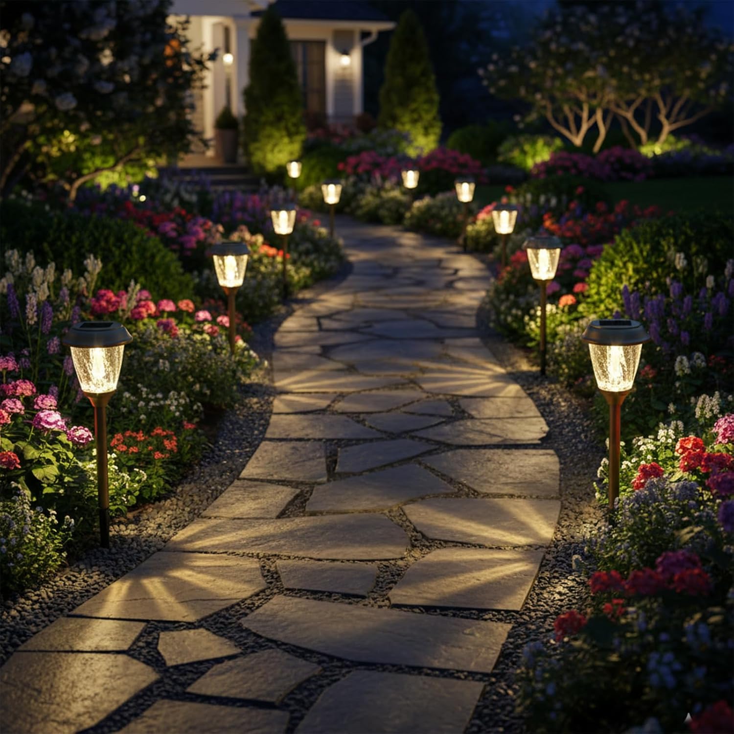 XMCOSY+ Solar Pathway Lights Outdoor, Glass & Stainless Steel Garden Lights with 2 Lighting Modes (10/25 LM), IP65 Waterproof, Warm White for Yard, Walkway, Driveway, Patio & Path (6 Pack) - Image 9