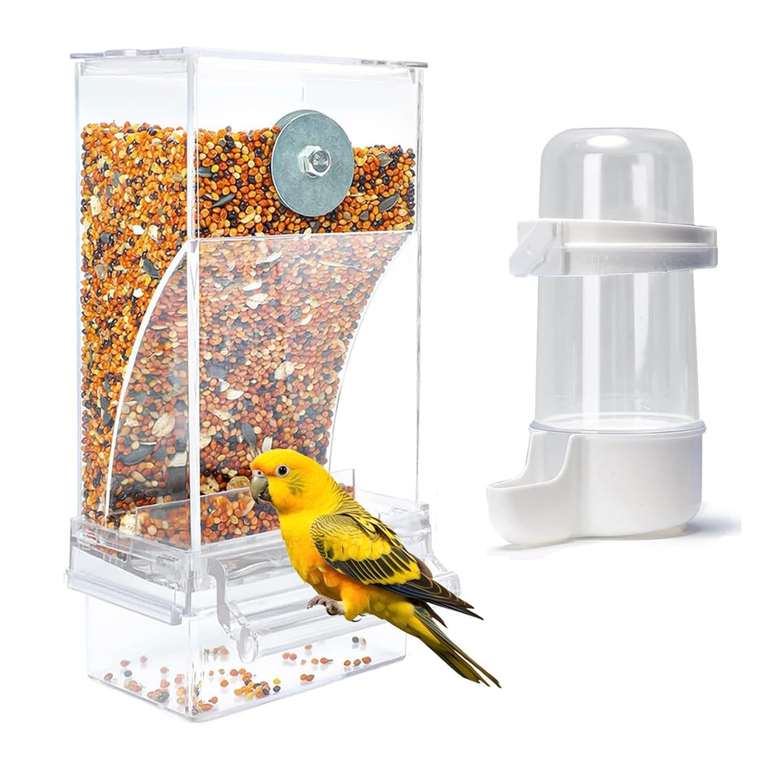 Mangiatoia Automatica Uccelli MEISO - Con Dispenser Acqua, Acrilico Trasparente - Foto 5