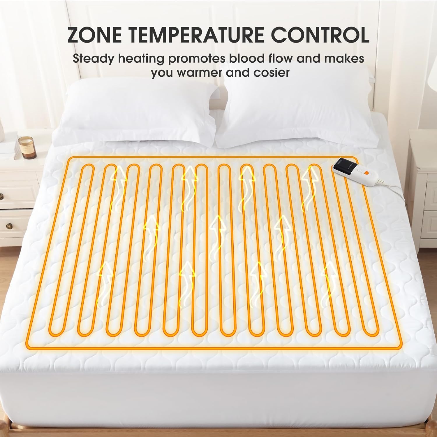 Heated Mattress Pad Twin - Bed Warmer with Memory & Preheat Functions, 2-10 Hour Auto Off & 9 Heat Settings, Single Controller, Fast Heating, Deep Pocket, Electric Mattress Pad Twin 39"x75"