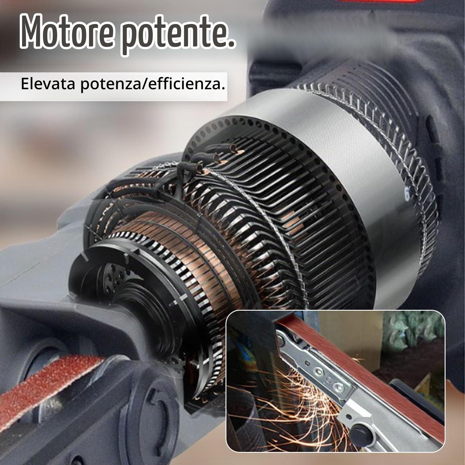 Levigatrice A Nastro, Levigatrice A Nastro A Batteria Compatibile Con Makita 18v Multilevigatrice Lima Elettrica 10x330mm 3 Nastri Abrasivi 6 Velocità Orientabile A 35° (Senza Batteria)