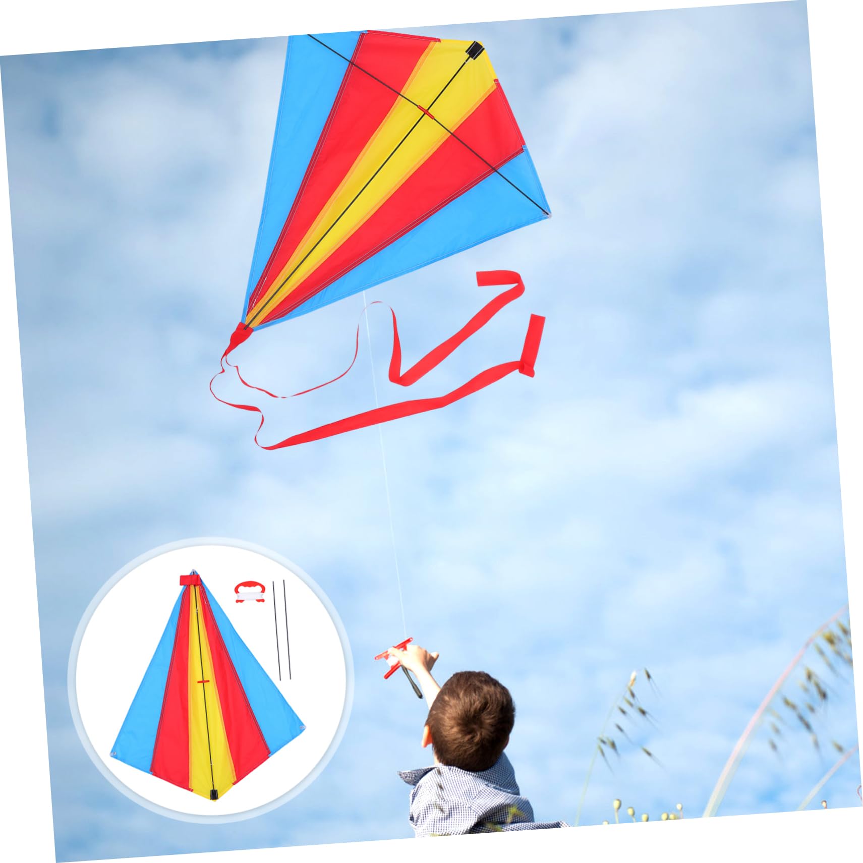 FOYTOKI Diamond Shape Kite Kids Outdoor Kite Toy Large Diamond Long Tail Easy to Fly Perfect Present