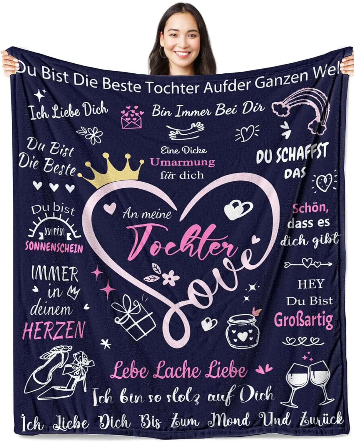 ZQYMM Kuscheldecke Tochter Geschenke von Mama und Papa Mädchen 150 x 200cm