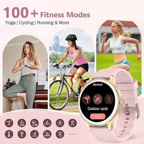 Miniatura 4 de Reloj inteligente para mujer, compatible con iPhone y Android, ritmo cardíaco SPO y seguimiento de la salud de la mujer, más de 100 modos