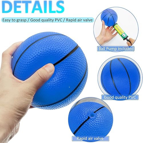 Miniatura 36 de Juego de 40 mini pelotas de baloncesto inflables de 6 pulgadas, juego de baloncesto pequeño de PVC para colocar sobre la puerta, juegos de aro