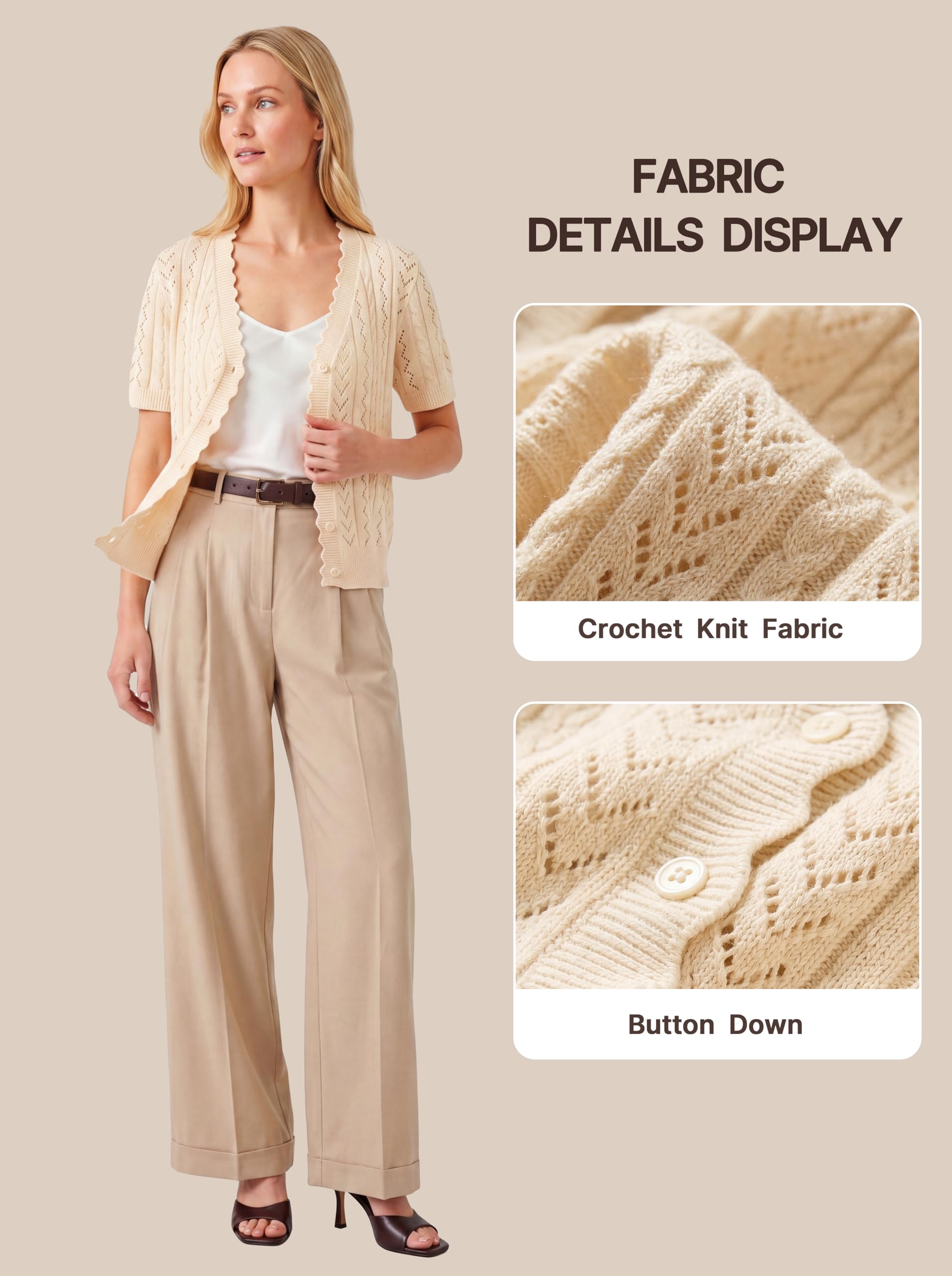 Newshows Cardigan da donna a maniche corte, estivo, leggero, all'uncinetto, scollo a V, bolero Shrugs Top per abito
