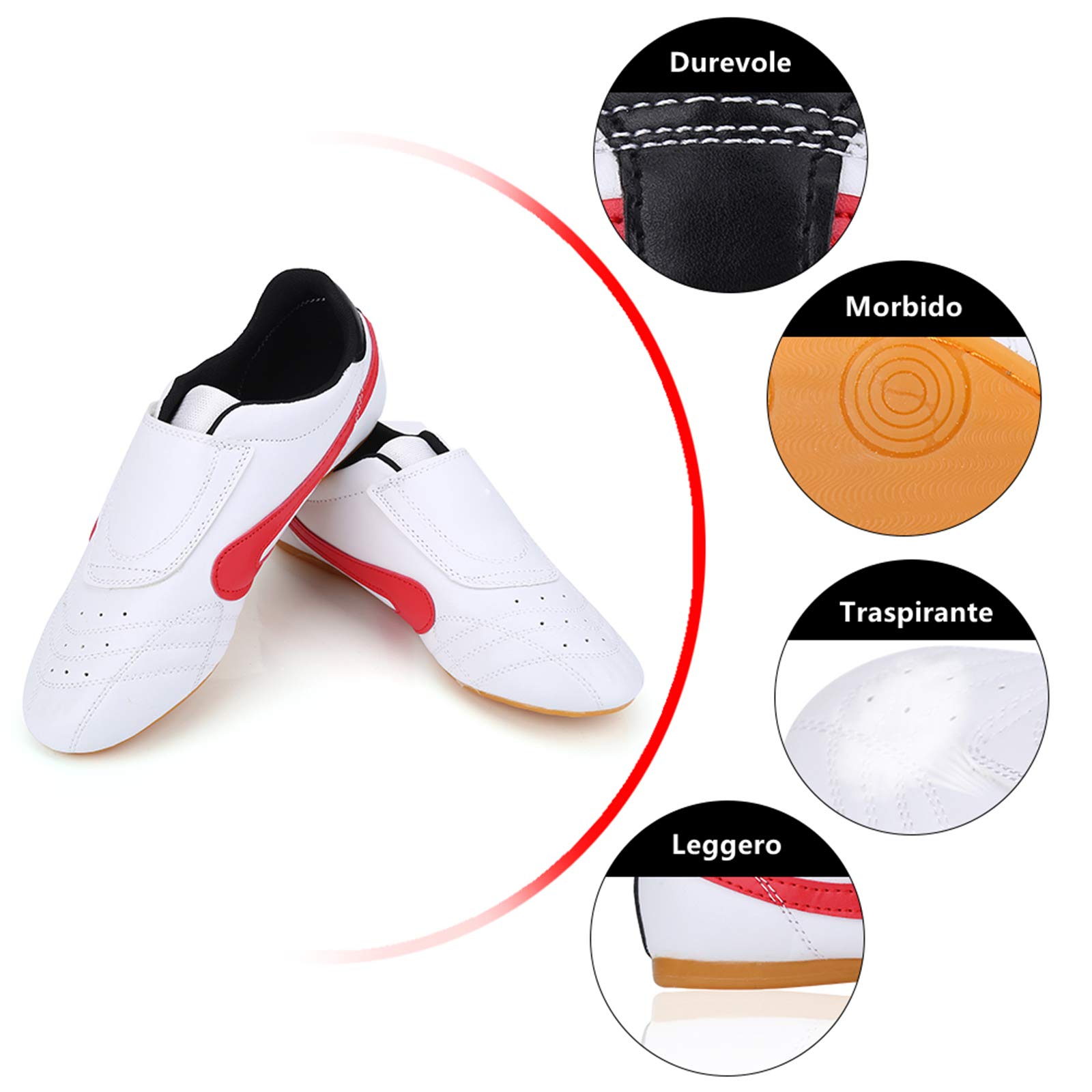 Scarpe Unisex in Similpelle per Taekwondo, Boxe, Kung Fu e Tai Chi - Leggere e Antiscivolo per Un Allenamento Confortevole - Disponibili in Diverse Misure