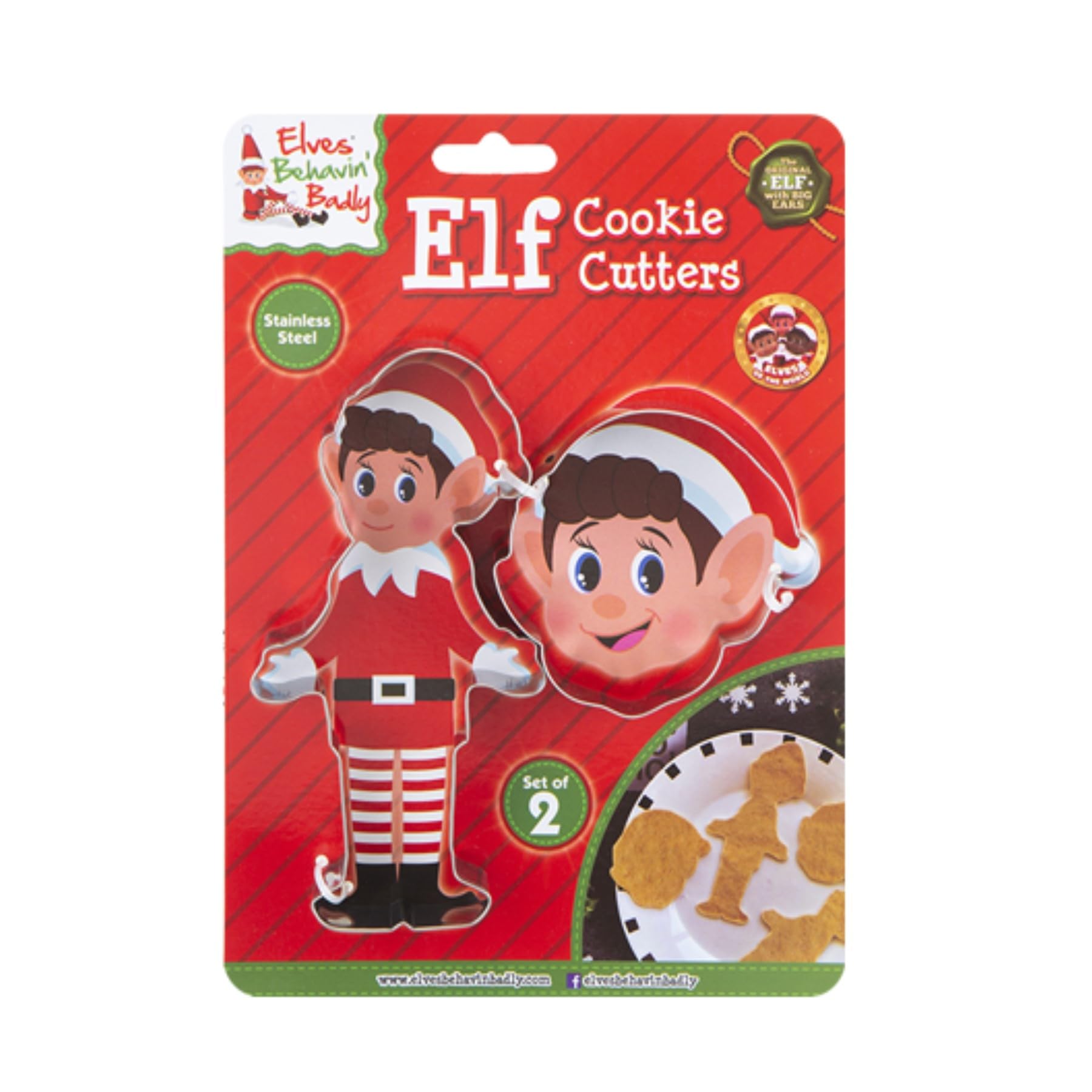 Widdle Gifts Multicoloured Elf Cookie Cutters Set Of 2 Re-Usable Stainless Steel Novelty Christmas Set