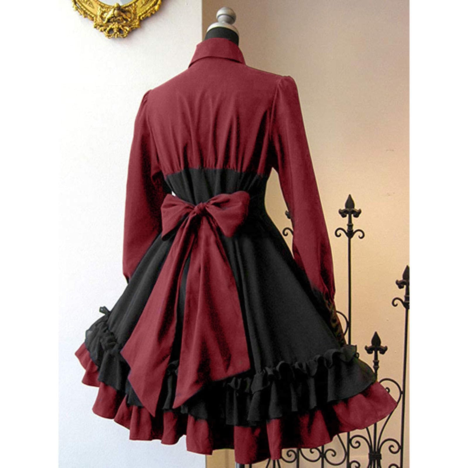 Nowa sukienka damska z rękawami trąbkowymi jednokolorowa, długa sukienka księżniczki, na cosplay, na bal, na imprezę, elegancka na uroczyste imprezy