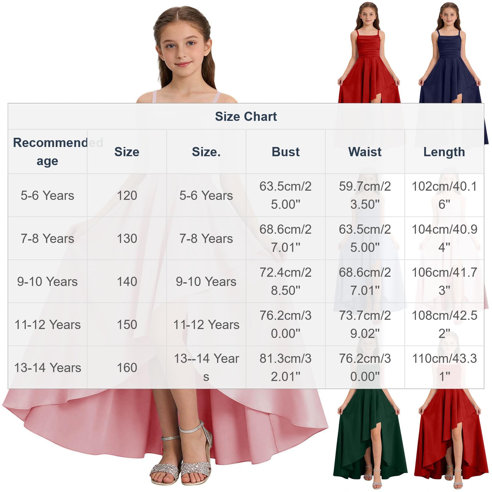 Junior Bridesmaid Long Dresses Teen Girls a Line Dress Chiffon Formal Ruffles Skirt Skater School Recital Dress - 4