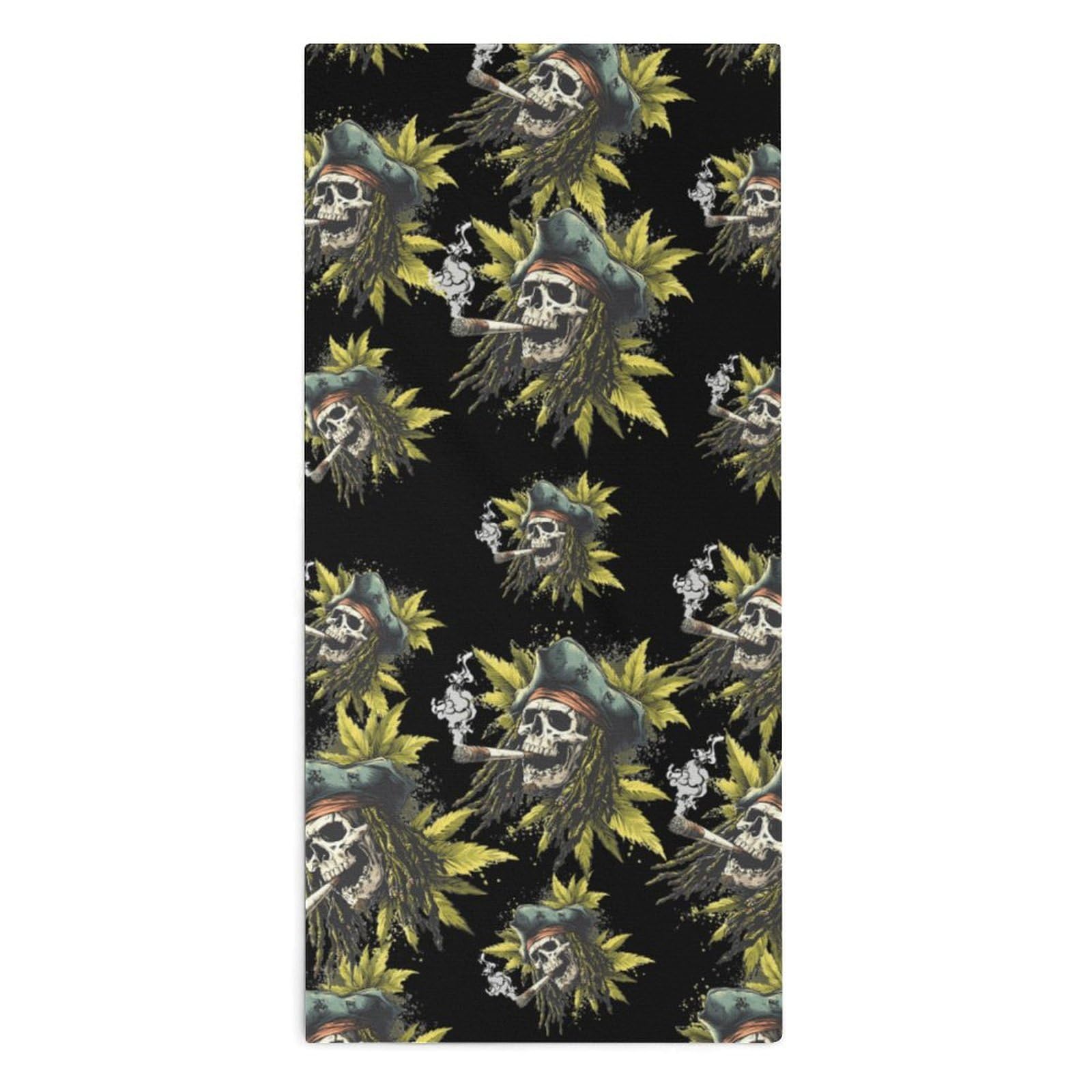 TXFBTRFSA Rastafarian Skull Smoking Weed Leaves Hand Towels for Adult Face Towel Bath Beach Swim Accessories