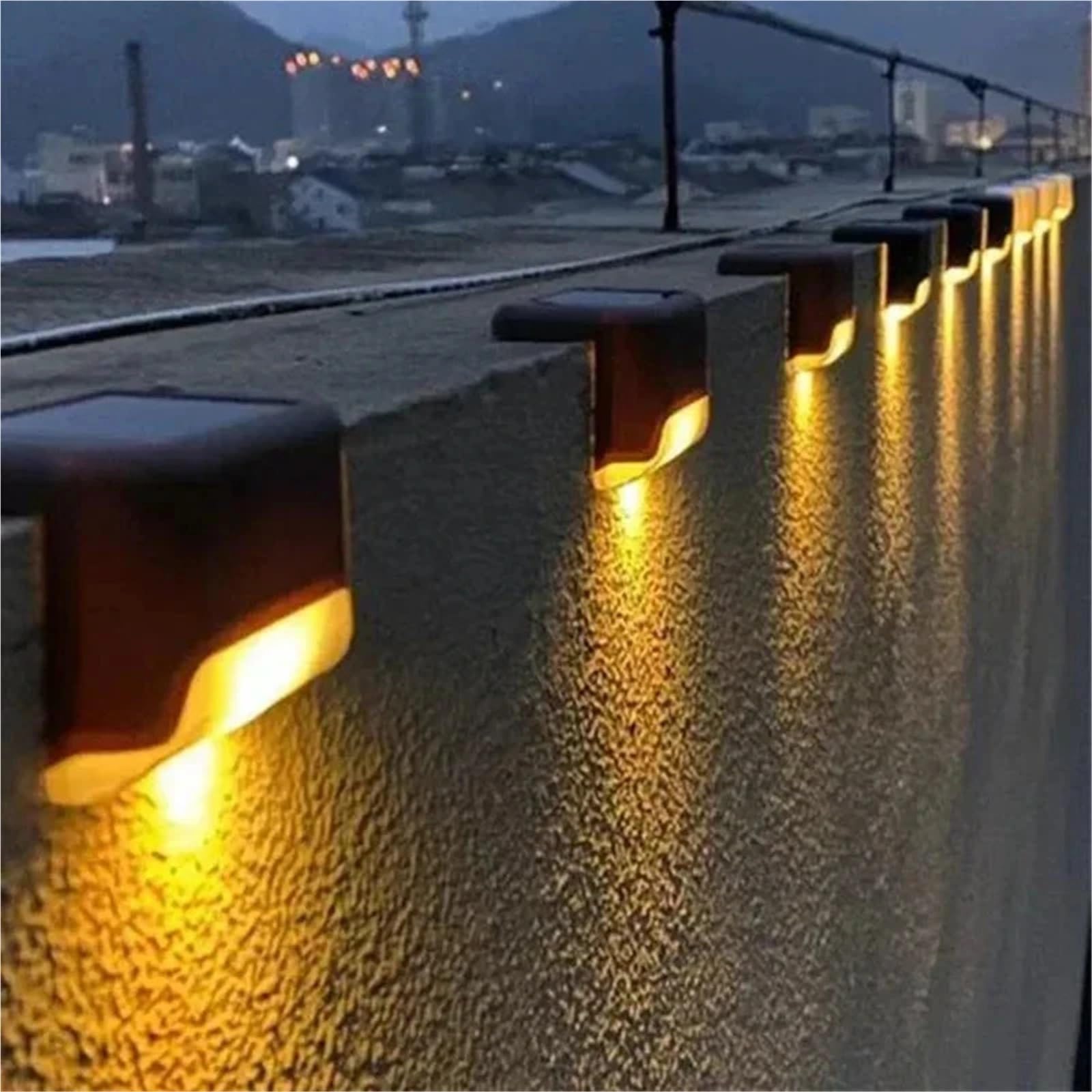 Luz solar al aire libre 10 luces solares for terraza, exteriores, escaleras, escalones, vallas, patios y caminos para patio, garaje(Brown white)