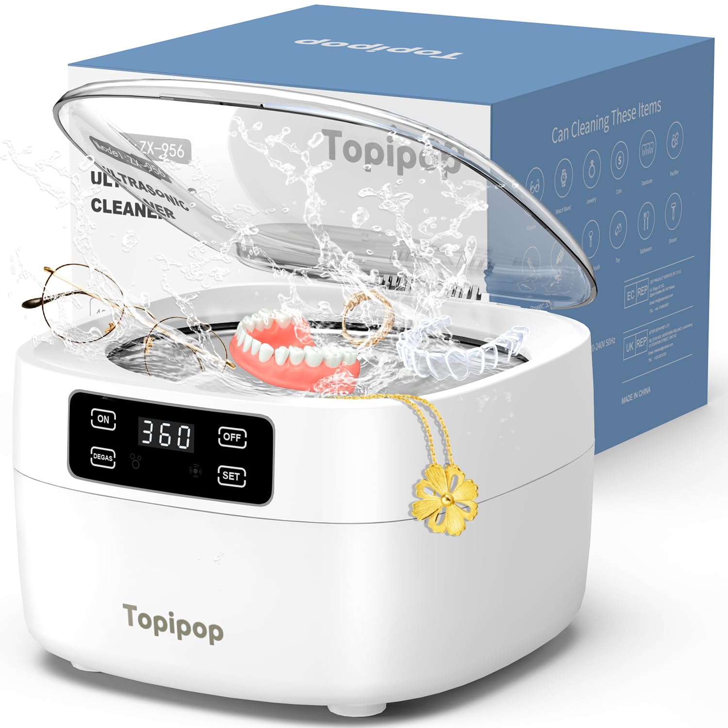 Ultrasonic Cleaner, 48kHz Jewelry Cleaner with Basket for Cleaning