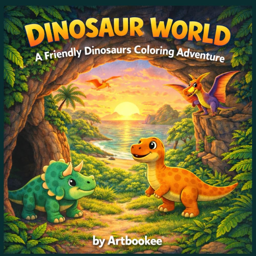 Dinosaur World: A Friendly Dinosaur Coloring Adventure