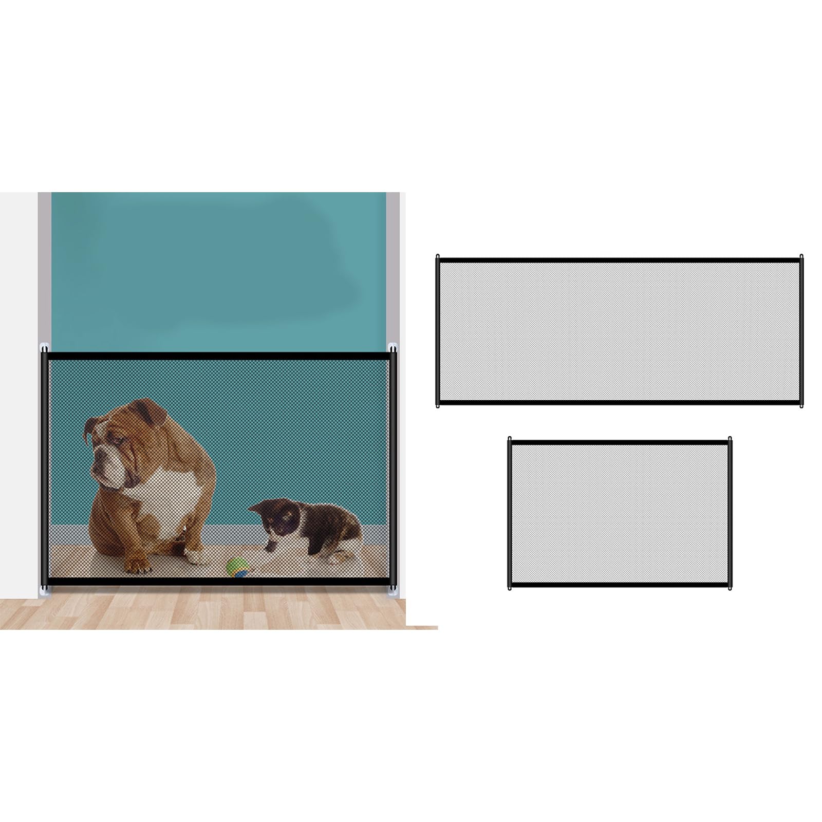 JzcsdkSIL Adjustable Dog Mesh Gate for Indoor and Outdoor Use Secure Pet Barrier Offering Safety for Various Environments